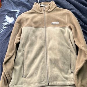 Mens full zip two tone brown fleece